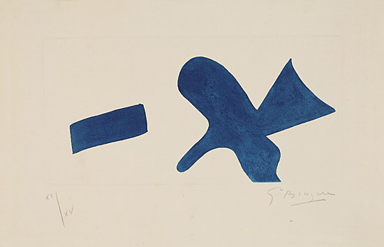 Georges Braque, ohne Titel / "Oiseau bleu" (Blauer Vogel), nicht bei Vallier