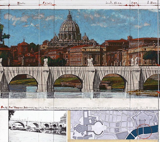 Christo, "Ponte Sant‘ Angelo, wrapped",vgl. Schellmann 123
