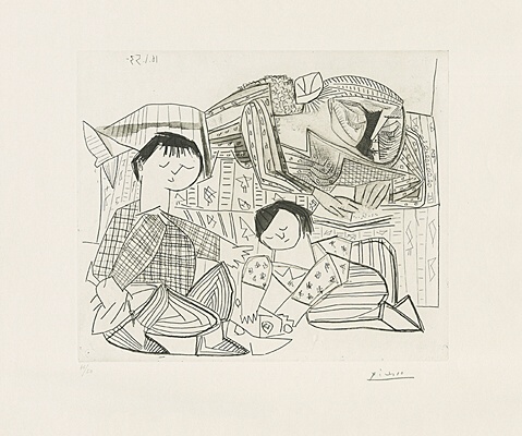 Pablo Picasso, "Mère et enfants" / "Françoise, Claude, Paloma: La lecture et les jeux. II",Bloch 737, Baer 901 C.a.